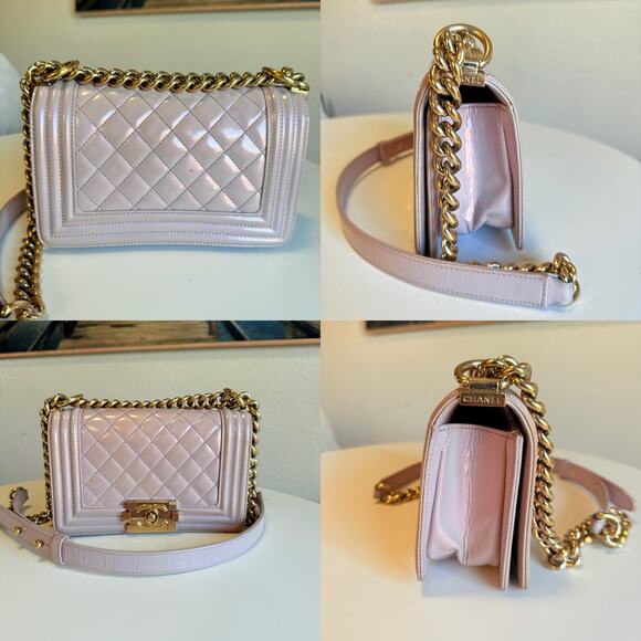 💎✨RARE✨💎 Authentic Chanel Small Boy Patent Quilted Pattern Bag - Picture 6 of 9